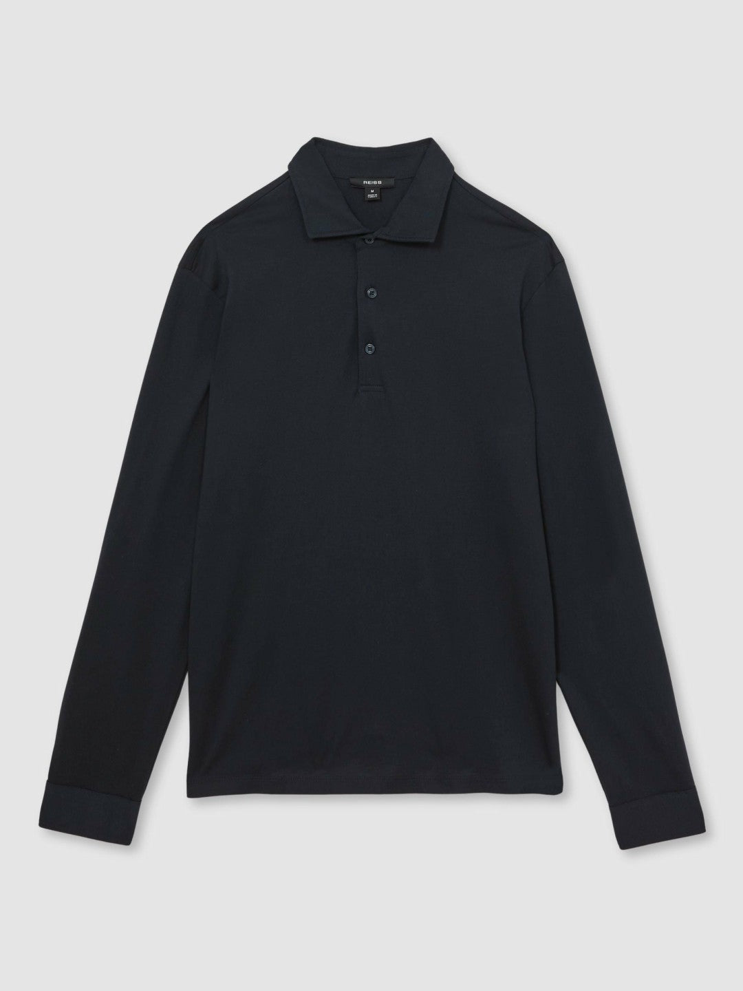 Reiss Featured - Cotton-Jersey Long Sleeve Polo Shirt in Navy