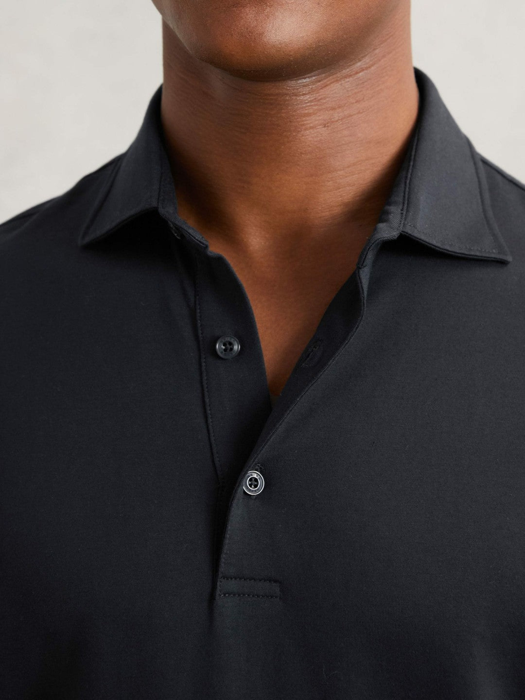 Reiss Featured - Cotton-Jersey Long Sleeve Polo Shirt in Navy