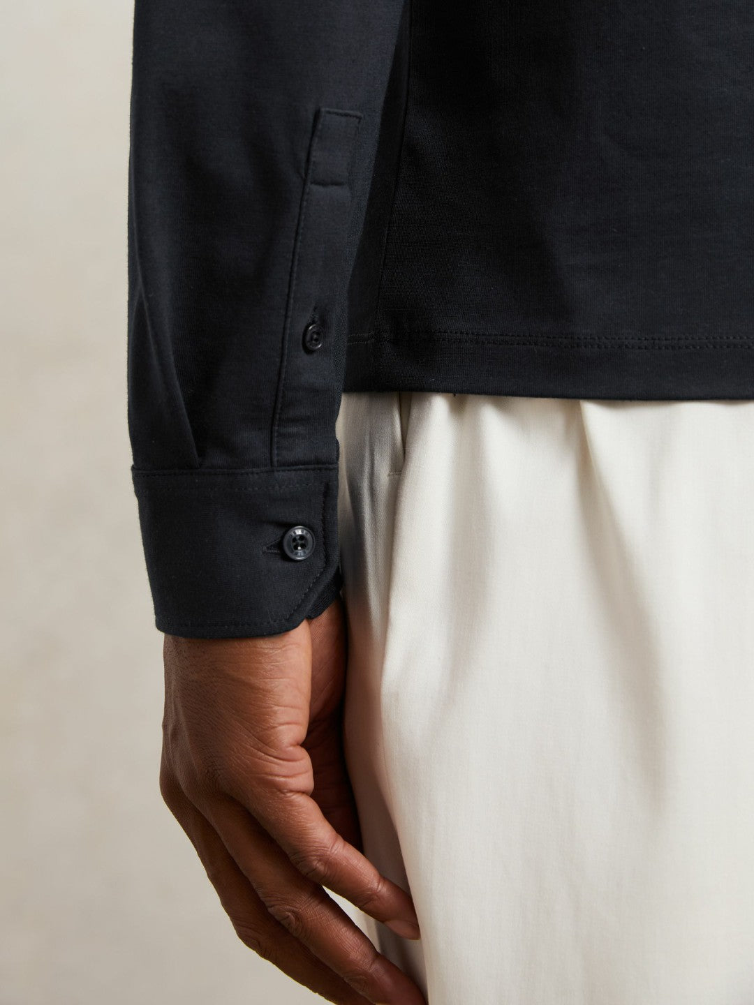 Reiss Featured - Cotton-Jersey Long Sleeve Polo Shirt in Navy