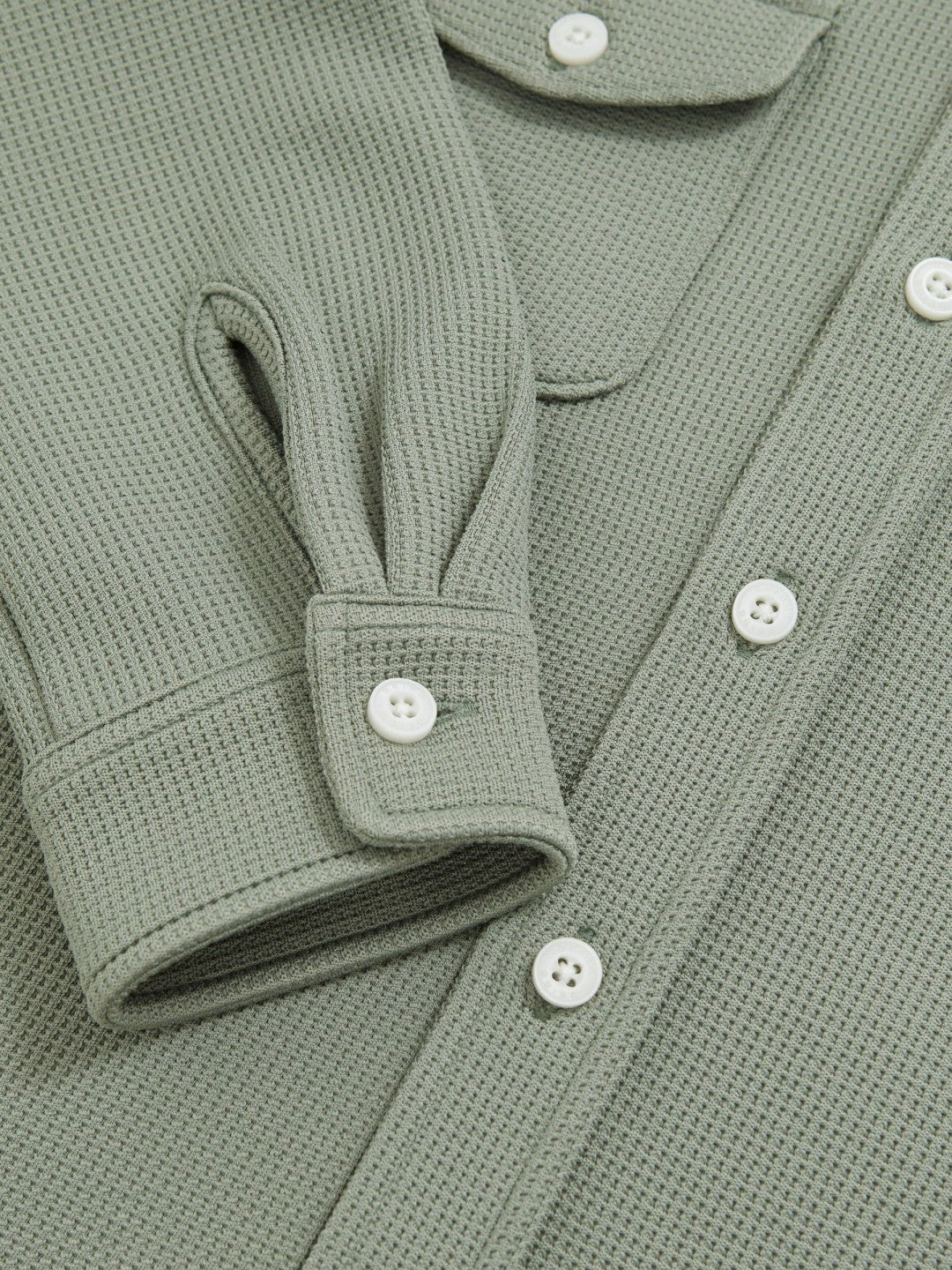 Reiss 3-9 yrs Waffle-Textured Twin-Pocket Overshirt in Sage