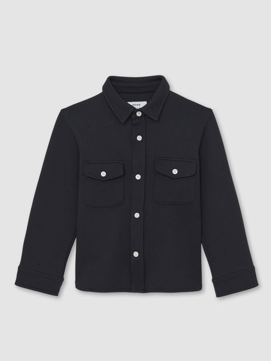 Reiss Affordable - 13-14 yrs Waffle-Textured Twin-Pocket Overshirt in Navy