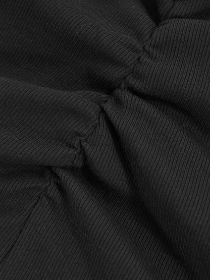 Reiss Cotton Long-Sleeve Ruched T-Shirt with Stretch in Black