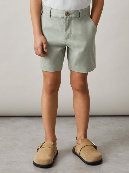 Reiss 3-9 yrs Cotton Chino Shorts with Stretch in Pistachio