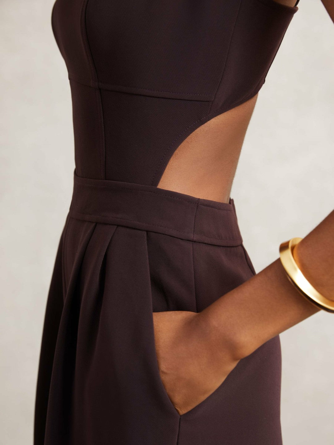 Reiss Wide-Leg Cut-Out Jumpsuit in Burgundy